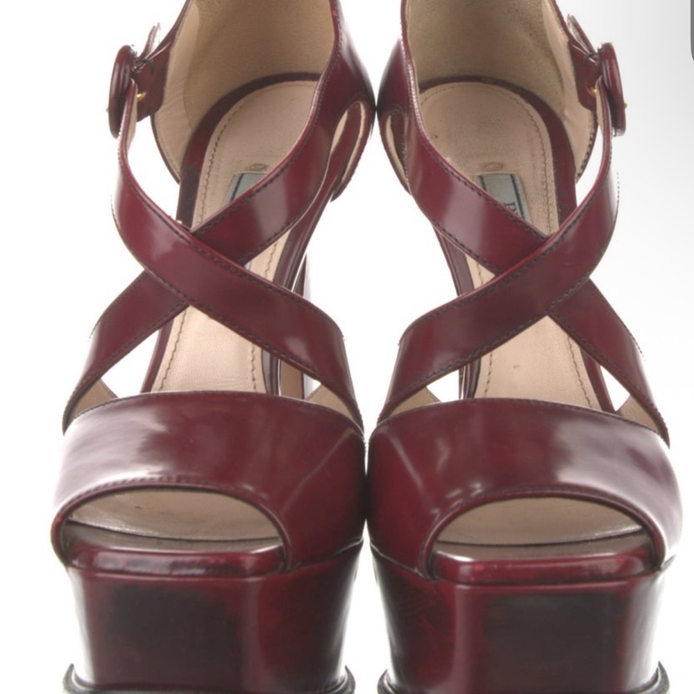 Prada Burgundy Platform Sandals